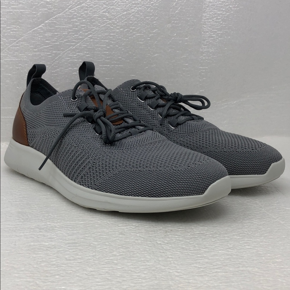 NEW Johnston & Murphy Sneakers Amherst Gray Knit U-Throat Casual Men’s Size 12M